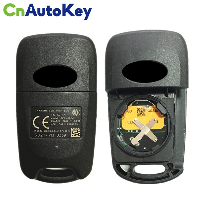 CN020095 Echt 3 Knoppen Hyundai Flip Afstandsbediening Smart Key + 433Mhz 4D60 Chip RKE-4F04 (Gd) 95430 A5100