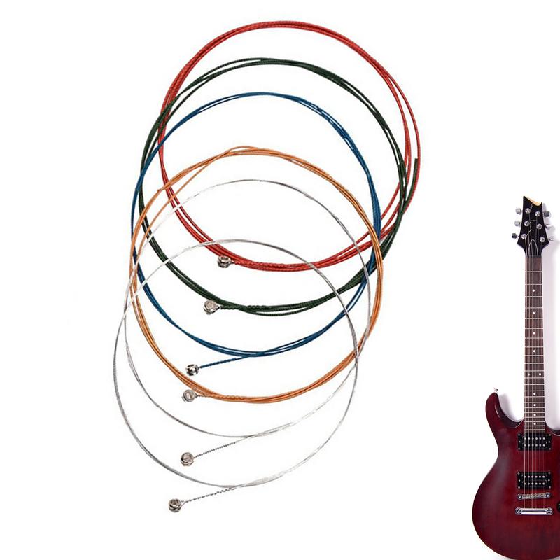 Latão e aço Guitar Strings Set, guitarra acústica Folk, bronze de fósforo, acessórios para instrumentos musicais, 6pcs