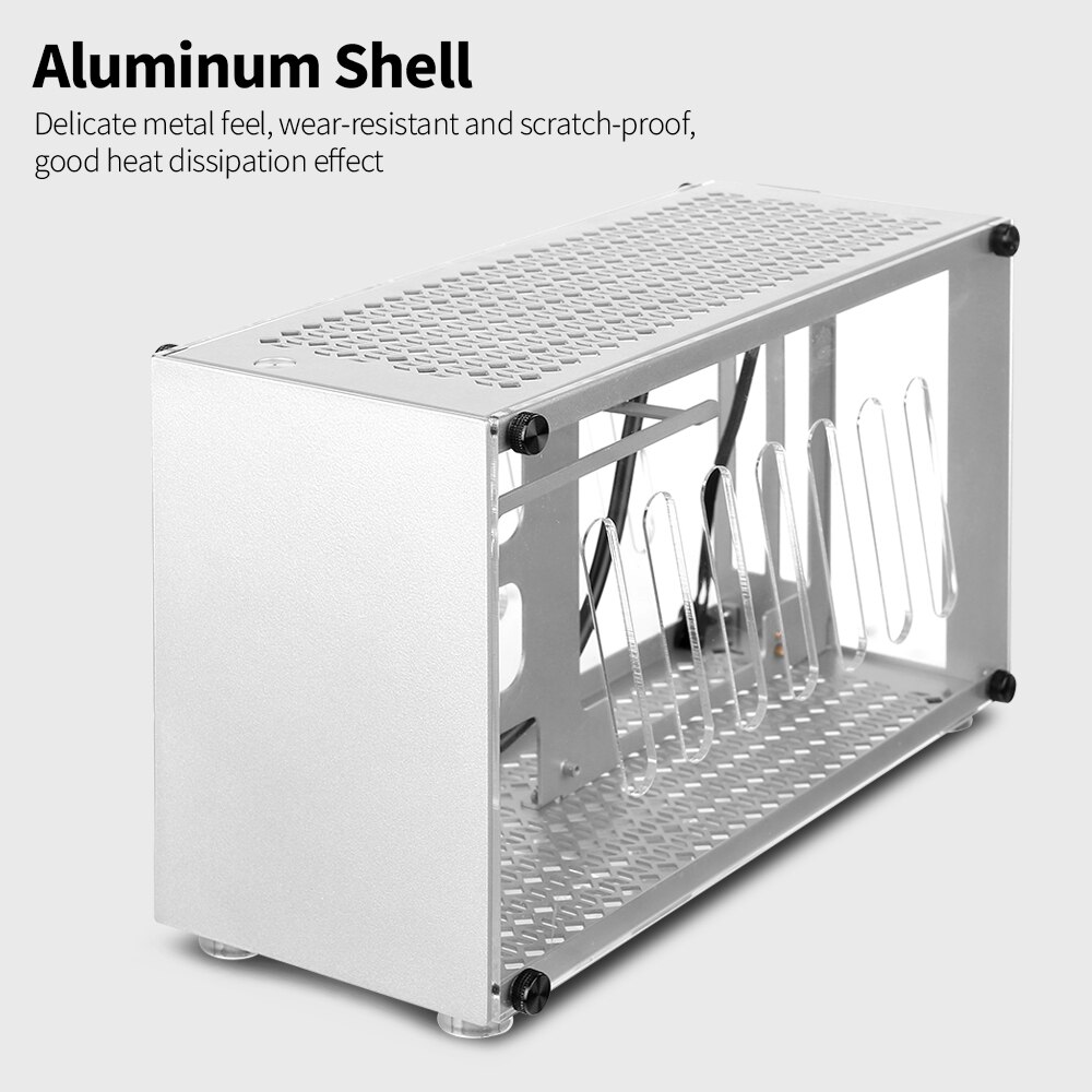 Draagbare Kleine Computer Case Aluminium Shell Ondersteuning Mini-Itx Motherborad 300Mm Grafische Kaart 63Mm Hoogte Cpu Radiator zilver