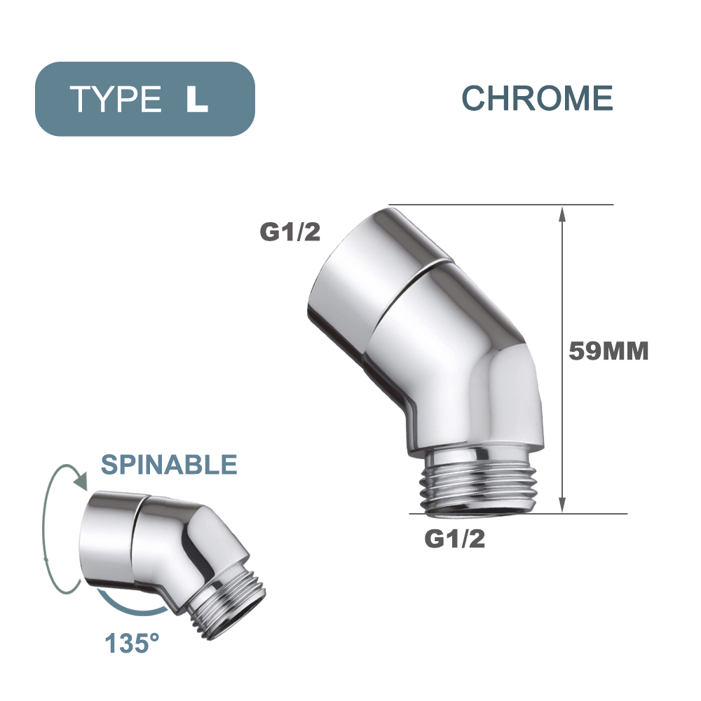 G1/2 Elbow Adapter Shower Head Female and Male Thread Rainfall Shower Handheld Shower Connector Angle 90° 135° Accessory: light green