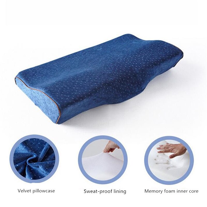 1PC Memory Foam Pillow Neck Protection Slow Rebound Memory Foam Butterfly Shaped Pillow Health Cervical Neck 20#