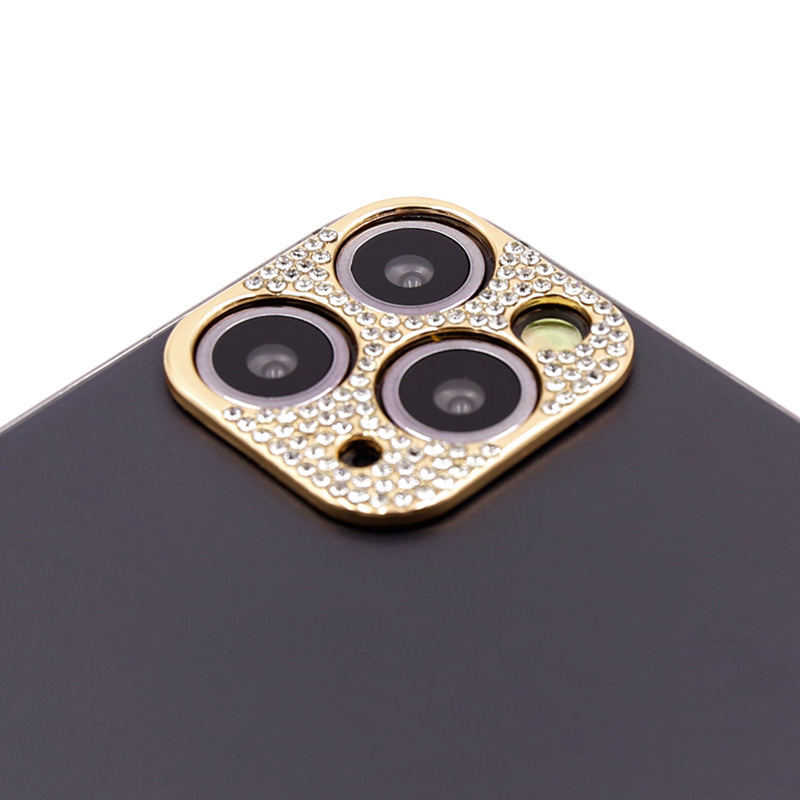 Bling Diamond Back Camera Lens Sticker for Iphone 11 Pro Max Full Camera Protetive Sticker for Iphone11 Pro Decoration Stickers: Gold for iphone 11