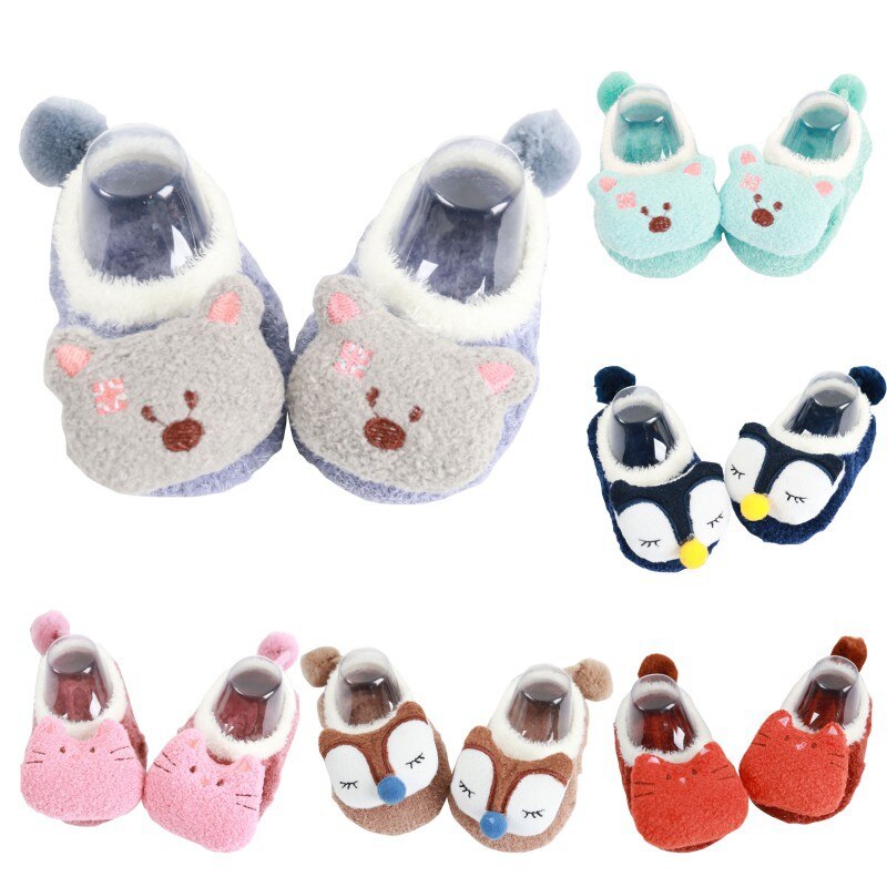 Calcetines de suelo con patrón de Animal suave de dibujos animados de bebé bonito de