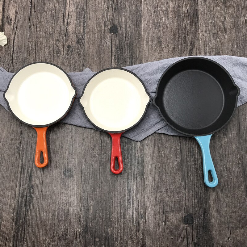 Cast iron pan enamel pan enamel pan uncoated frying pan non-stick small pot pig iron pan frying pan