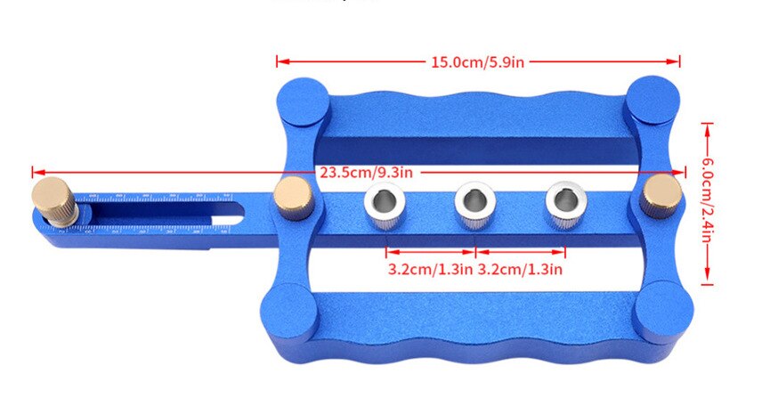 Zelfcentrerende Dowelling Jig Metric Pluggen 6/8/10Mm Boren Voor Houtbewerking Houtbewerking Joinery punch Locator Tool: Blue B