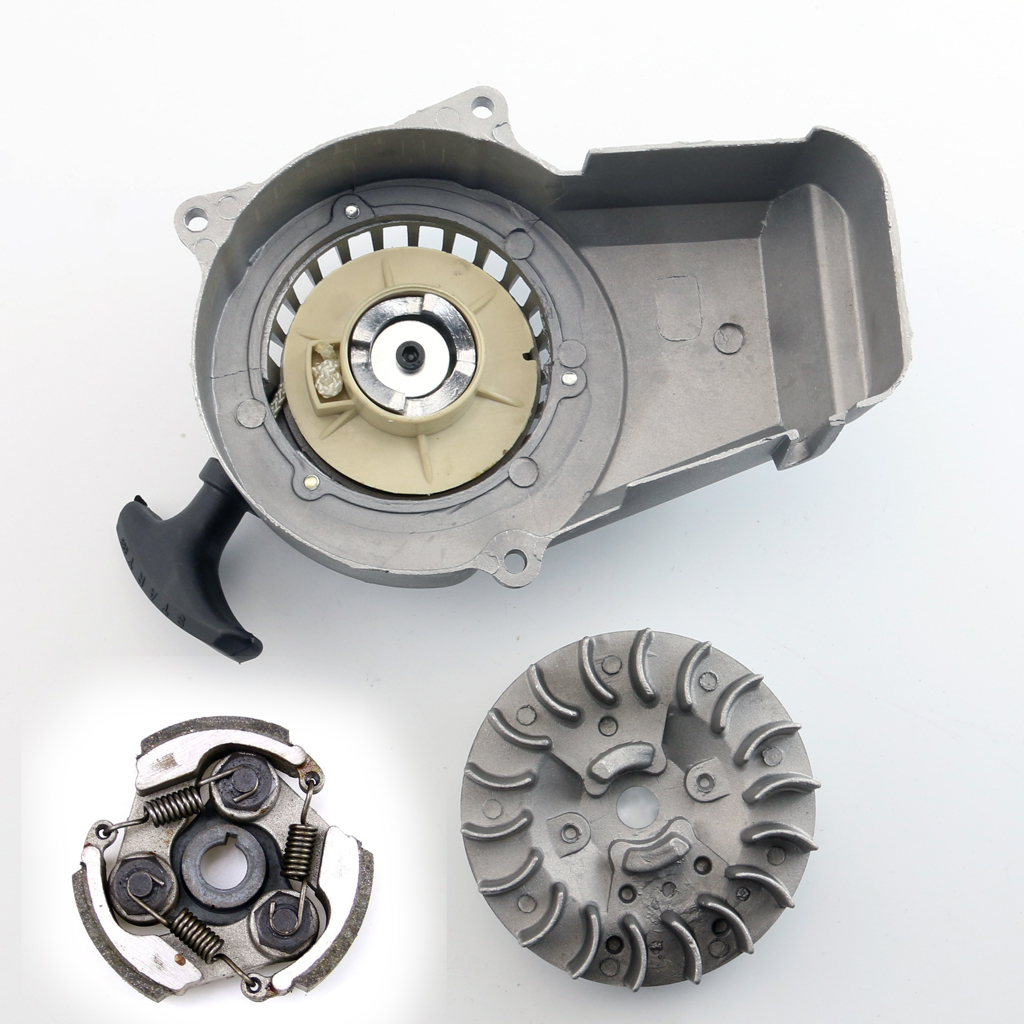 Dragstart + svänghjul + koppling 49cc smuts mini pocket atv fyrhjuling sparkcykel svart
