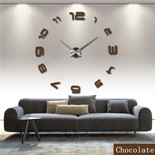 Specialtilbud ur vægure reloj de pared horloge ur stort dekorativt akryl spejl kvarts stue: Chokolade / 47 tommer