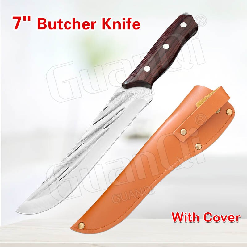 1-3PCS Forged Boning Knife Set Handmade Cleaver Knife Kitchen Knife Wooden Handle Knife for Kitchen Items: Style C with cover