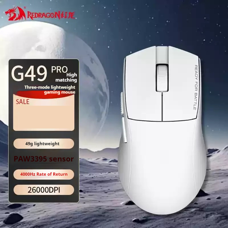 Redragon G49 PRO Gaming Mouse Wireless Bluetooth Tri-Mode Ergonomics Lightweight E-Sports Gaming Mouse For PC Gamer Accessories: Watermelon red