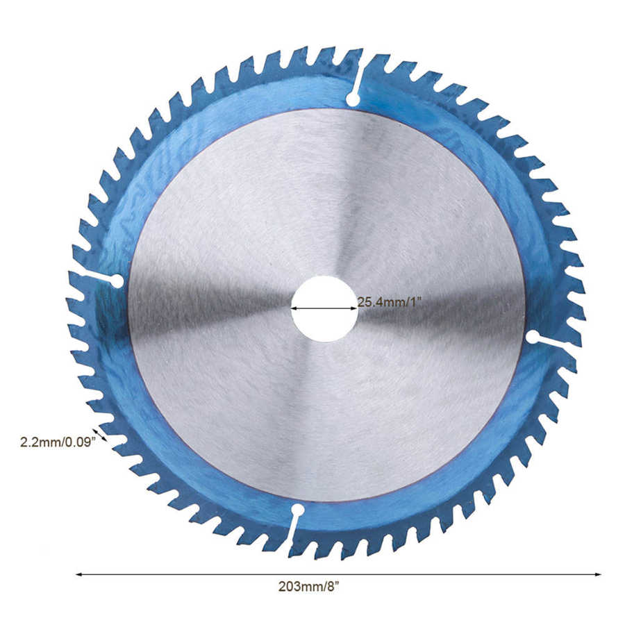 Blue Coating Circular Wood Cutting Blade Disc 1" ID 60T