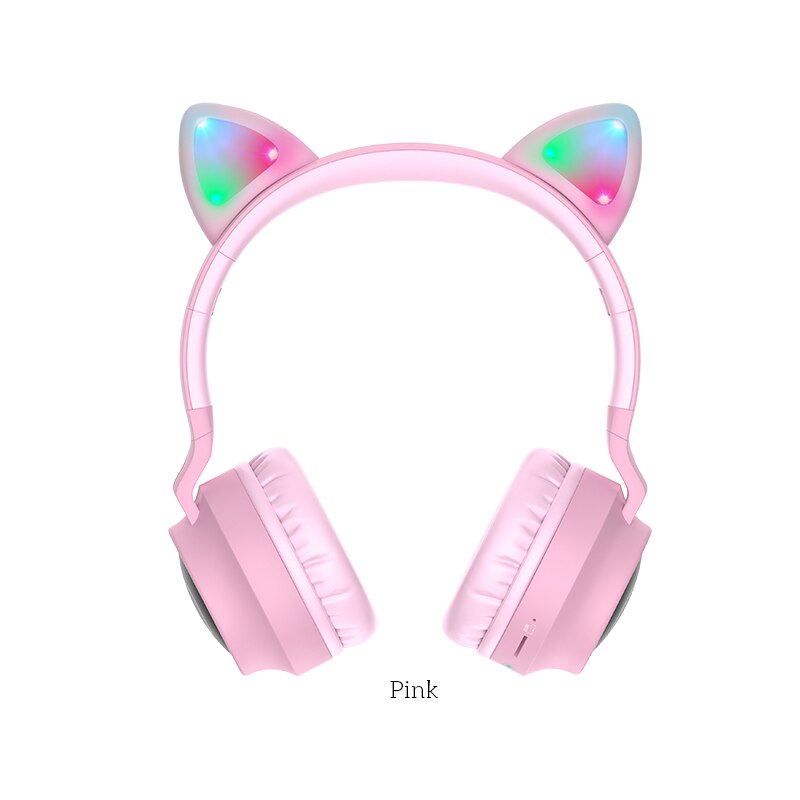 HOCO Gaming LED bluetooth casque fille casque pour téléphone musique PC ordinateur portable enfants casque TF carte 3.5mm prise avec microphone: Rose