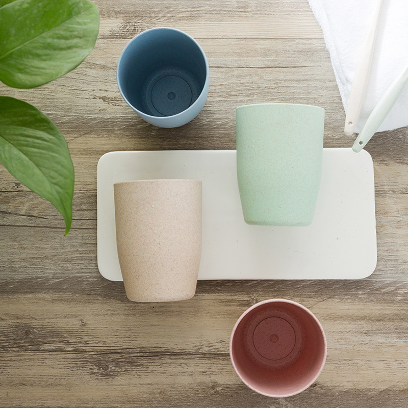 Vasos de baño de paja de trigo ambiental, enjuague bucal , cepillo de dientes, cepillo de dientes, taza de agua, taza de lavado
