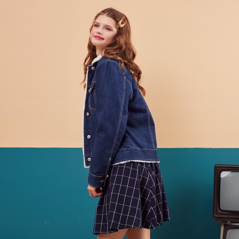 Metersbonwe vinter dam jeans jackor bomull kappa vadderade denim parkas kvinnliga ytterkläder varma jacka kläder