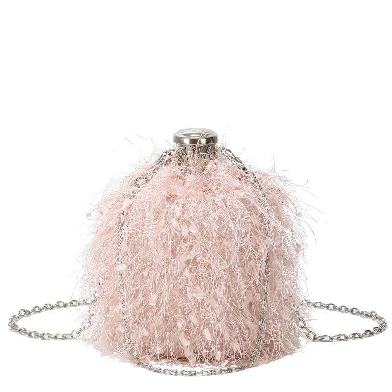Mini Small Bag Women&#39;s Tide Hip Flask Bag Hair Wool Tassel Messenger Bag Round Bag Shoulder Bucket Bag