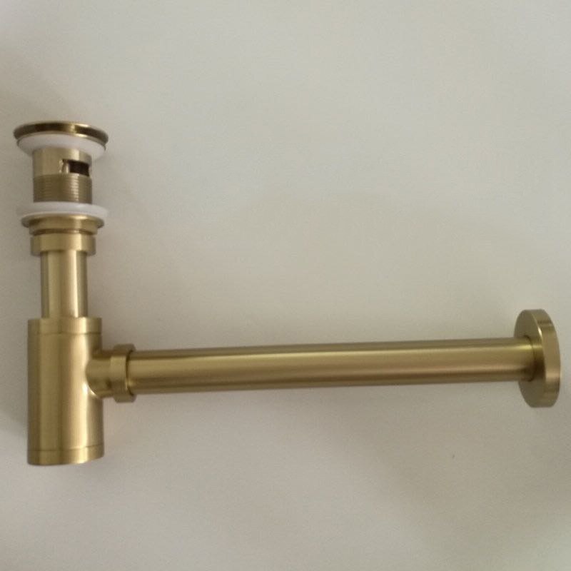 Luxury Gold Bottle Trap Brass Round Siphon Brushed Gold P-TRAP Bathroom Vanity Basin Pipe Waste With Pop Up Drain