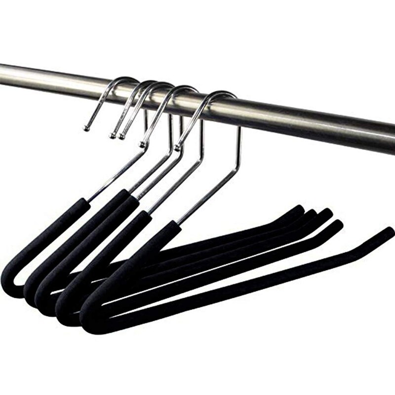 Open End Trouser Hangers Slack Pant Hanger with Non-Slip Foam Coated Black 5-Pack