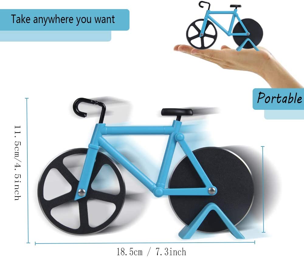 Bicycle Pizza Cutter, Bike Pizza Slicer with Non-stick Stainless Steel Dual Cutting Wheels Bike Pizza Cutter Wheel