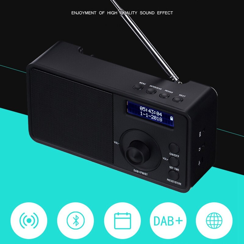 Dab digital radio høj følsomhed trådløs fm stereoanlæg til udendørs camping hjem
