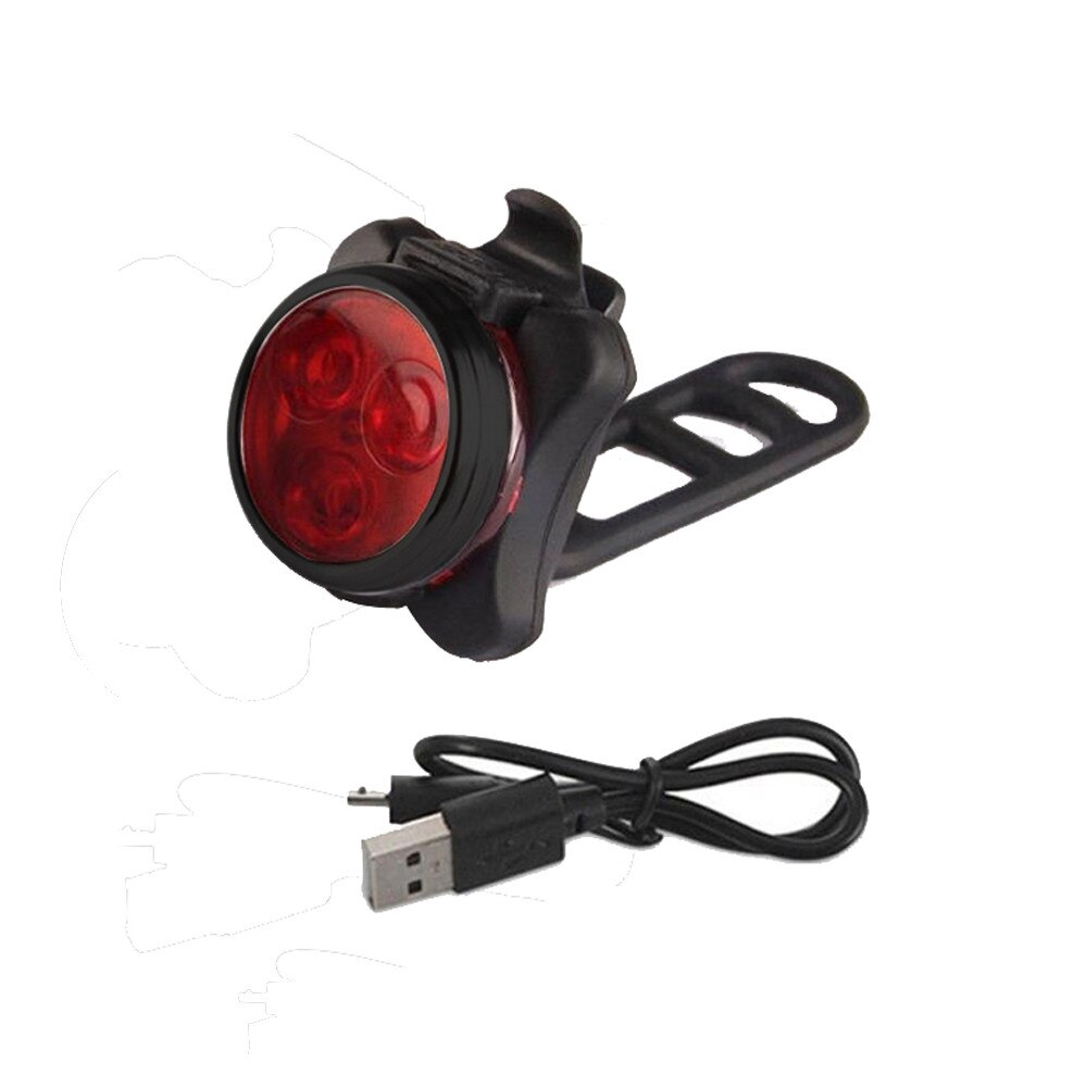 25# Cycling Equipments Cycling Bicycle Bike 3 Led Head Front With Usb Rechargeable Tail Clip Light Lamp: B