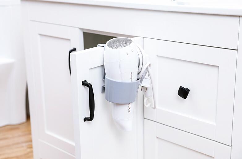 Badkamer föhn standaard organizer plank opbergruimte föhn rek houder deurhaak ring plastic badkamer opbergruimte