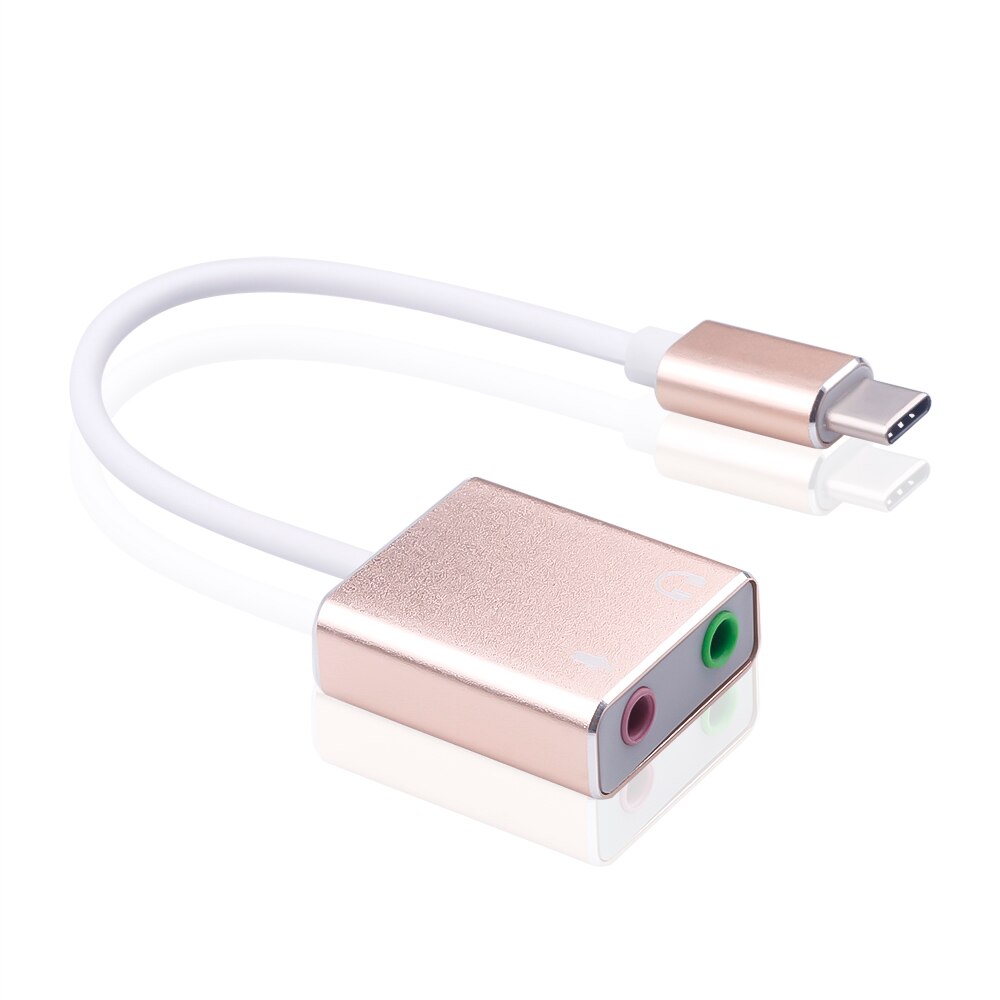 7,1 Tarjeta de sonido externa tipo C USB 3,1 para Macbook Pro Air USB C 3,5mm Audio Jack auriculares Mic adaptador USB-C tarjeta de sonido: Gold
