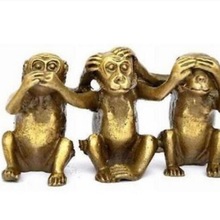 Koperen Standbeeld Drie wijze apen horen zien spreken geen evil 3 aap