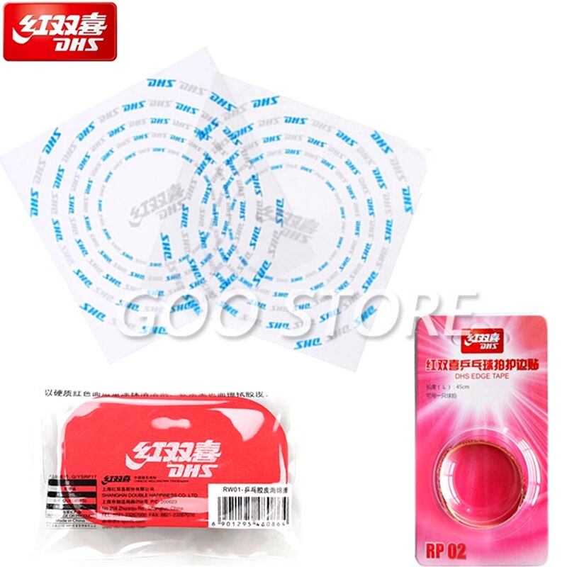 DHS – film protecteur de Tennis de Table, bande de bord DHS, éponge de nettoyage, raquette DHS, ensemble d'accessoires de ping-pong