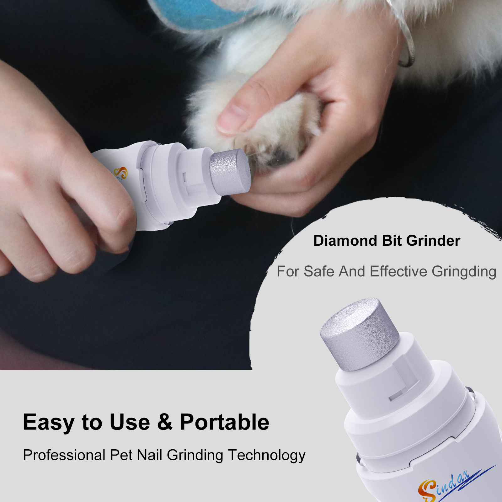 Hunde-neglesliber usb-genopladelig elektrisk kæledyrs-neglesliber og -trimmer smertefri kalk til hundekløer stille 2- hastigheder kæledyrs-neglefil
