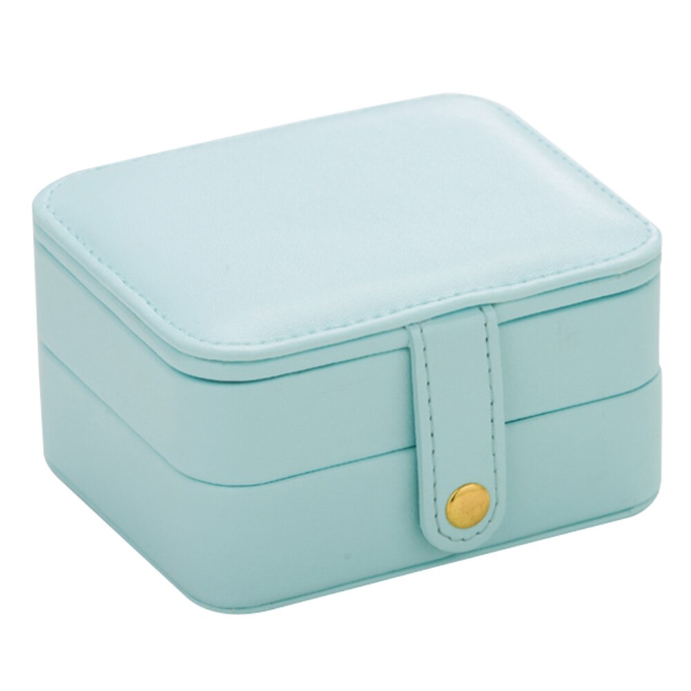 Portable Women Girls Travel Ring Earring Leather Jewelry Box Storage Organizer Box with Mirror Inside Velvet Jewelry Accessories: LBU