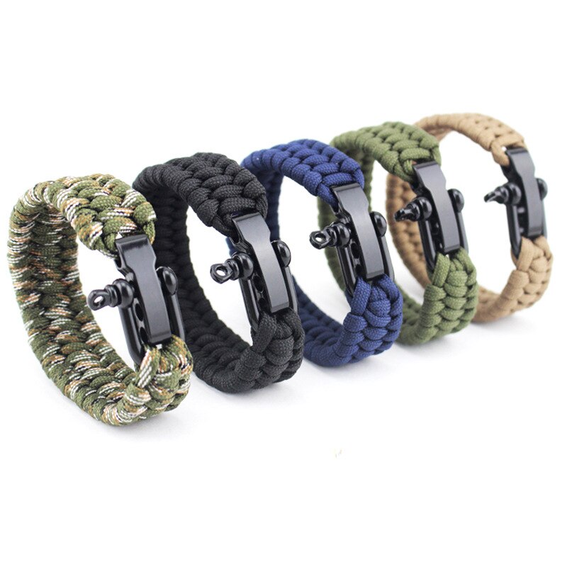 Polsband Wrap Heren Paracord Survival Armband Met Roestvrij Staal D-sluiting-Verstelbare Size Fits Polsen Bileklik Bilezik