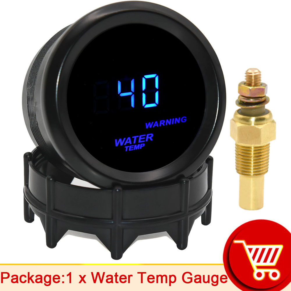 Auto Digital Manometer 52mm Turbo Schub PSI Bar Öl Druck Öl Wasser Temp Messgerät Voltmeter Tachometer RPM Meter Mit warnung Licht: Wasser temp Messgerät