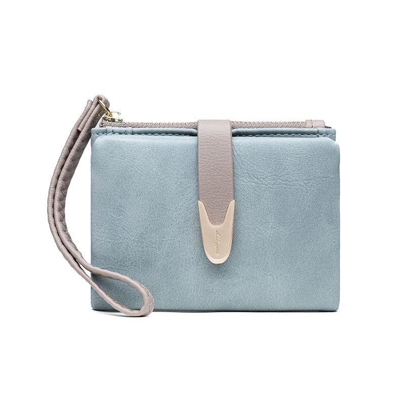 Mode Kleine Portemonnee Vrouwen Zachte Lederen Dames Portemonnee Wristand Vrouwelijke Portemonnee Portemonnee Cartera Mujer Meisje Kaarthouders: Light Blue