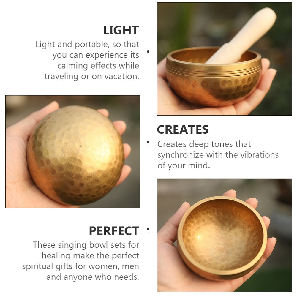 1 set of Copper Singing Bowl Manual Tapping Craft Unique Meditation Music Bowl