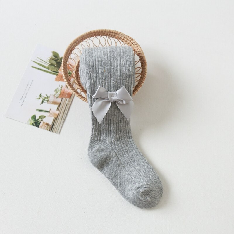 Kids Baby Meisjes Leuke Strik Panty Peuter Baby Kinderen Effen Panty Herfst Winter Leggings Kinderen Mooie Panty Voor 3-12Y: Grijs / 3-5 Years