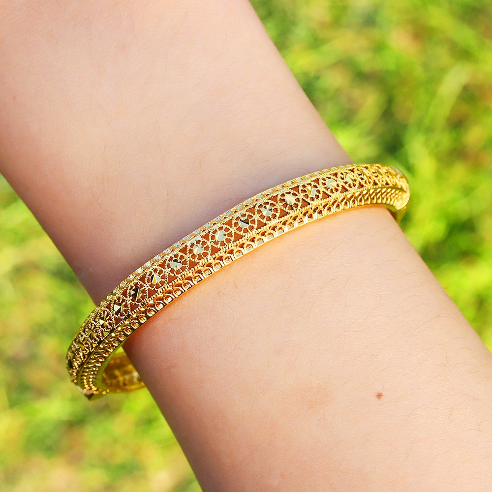 Moslim Turkse 18K Gold Dames Bedelarmband Islamitische Arabische Luxe Sieraden Armband Bruid Bruiloft Sieraden