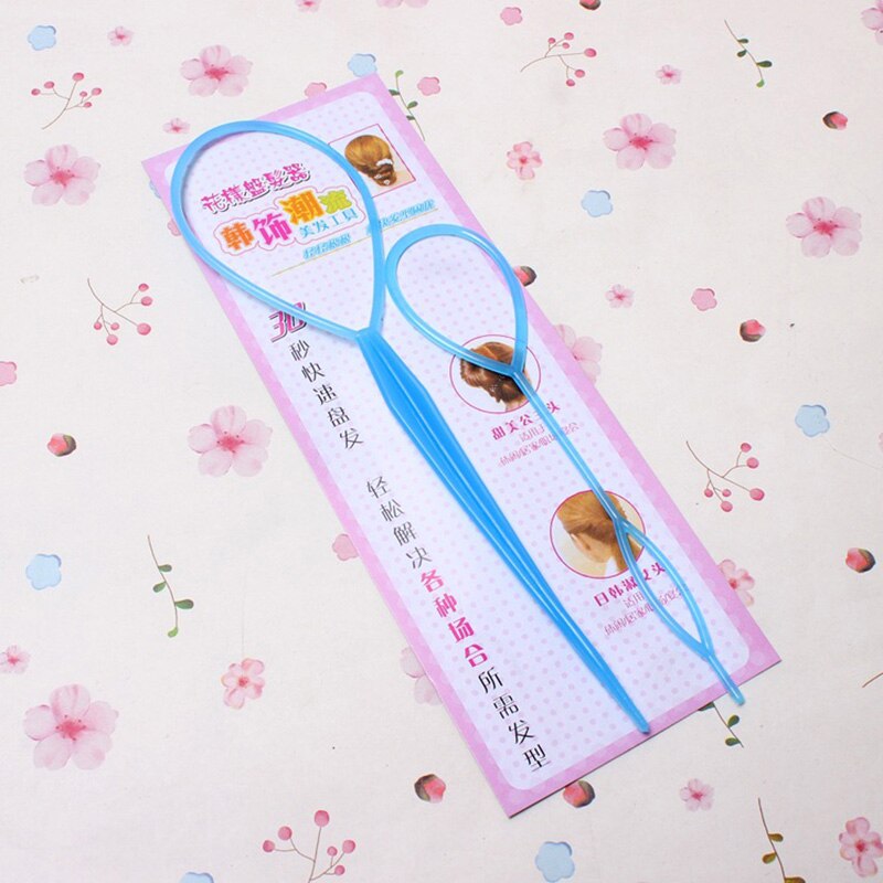 2 Set Magic Hair Braiding Twist Curler Styling Set Hairpin Holding Hair Braiders Pull Hair Needle Ponytail DIY Tool: blue