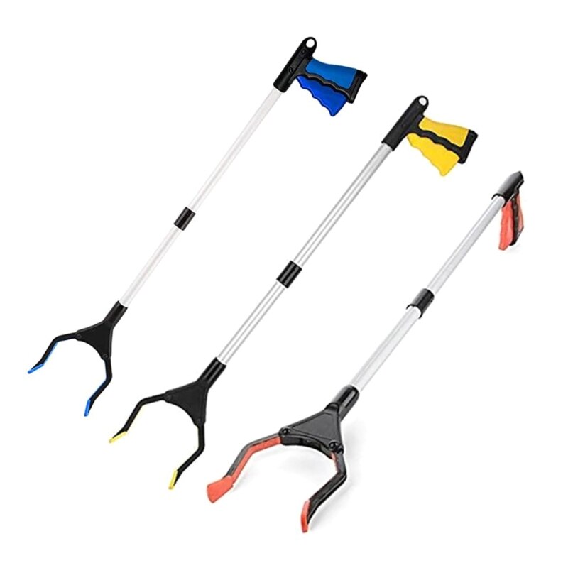 Foldable Long Trash Clamps Grab Pick Up Tool Curved Handle Garbage Clip Portable