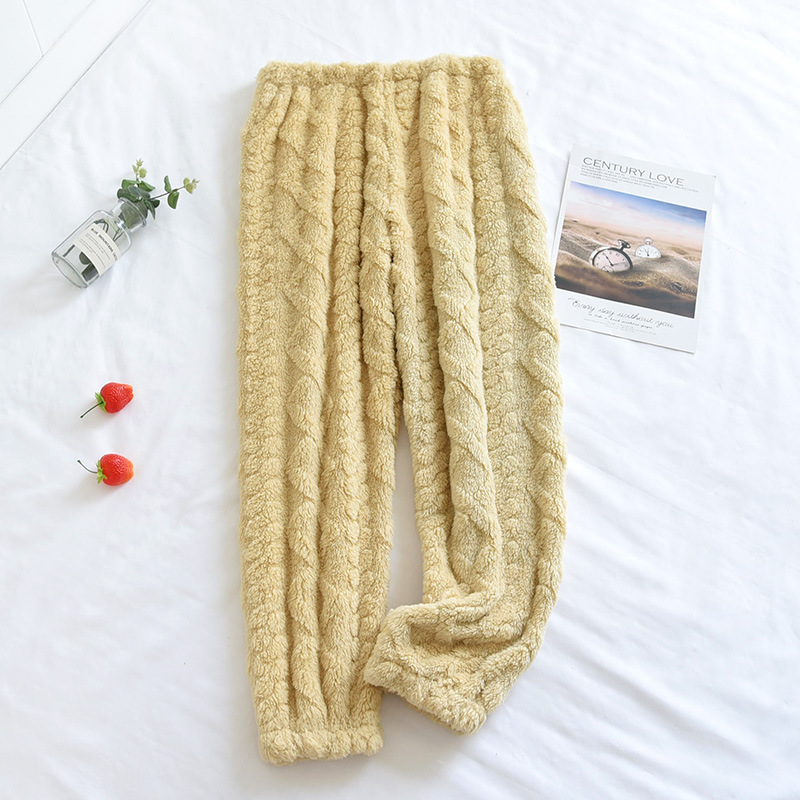 Fdfklak – pantalon de pyjama en flanelle pour femme, vêtement , épais et torsadé, bas de sommeil, ample, décontracté, hiver