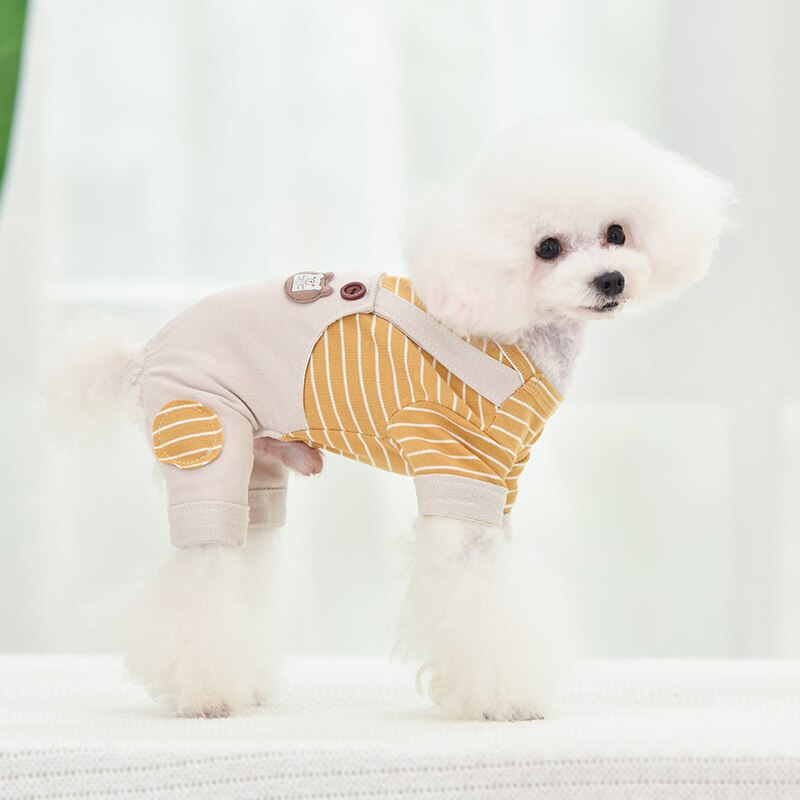Verão cachorro macacão listra estilo japonês dos desenhos animados urso algodão roupas para cães teddy xs xxl xxl