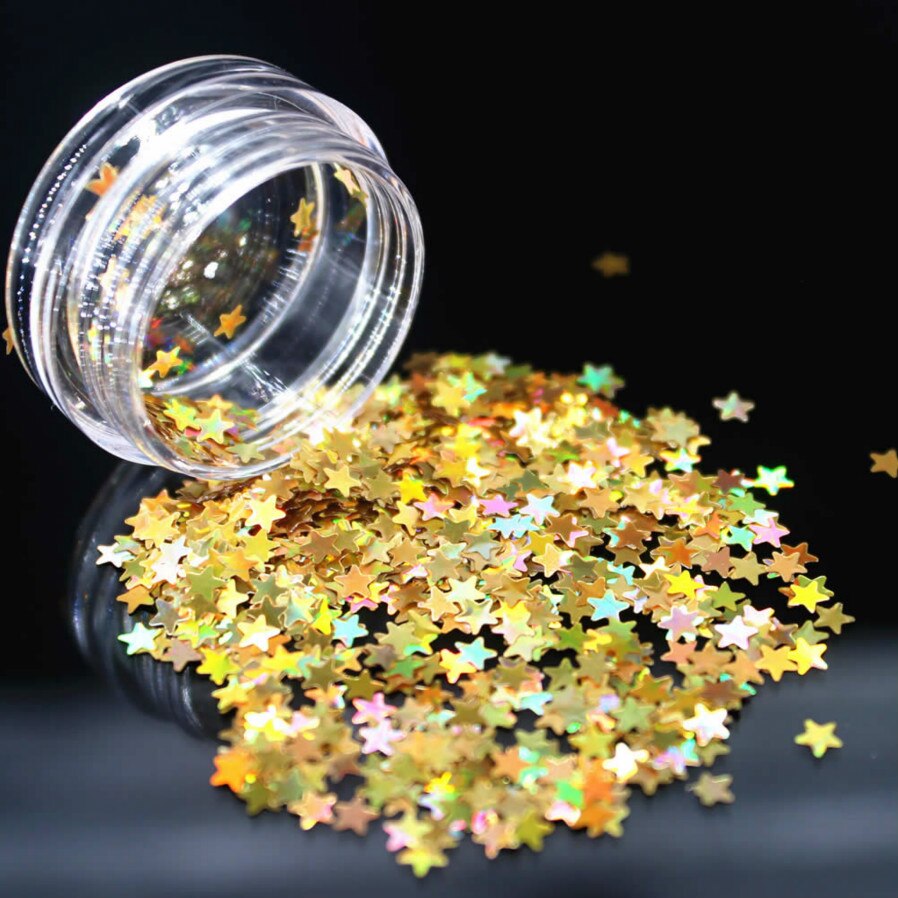 1 ask ljust guld holografisk paljett glitter skimmer diamant 9 färg ögon glänsande hud highlighter ansikts glitter festiva makeup start