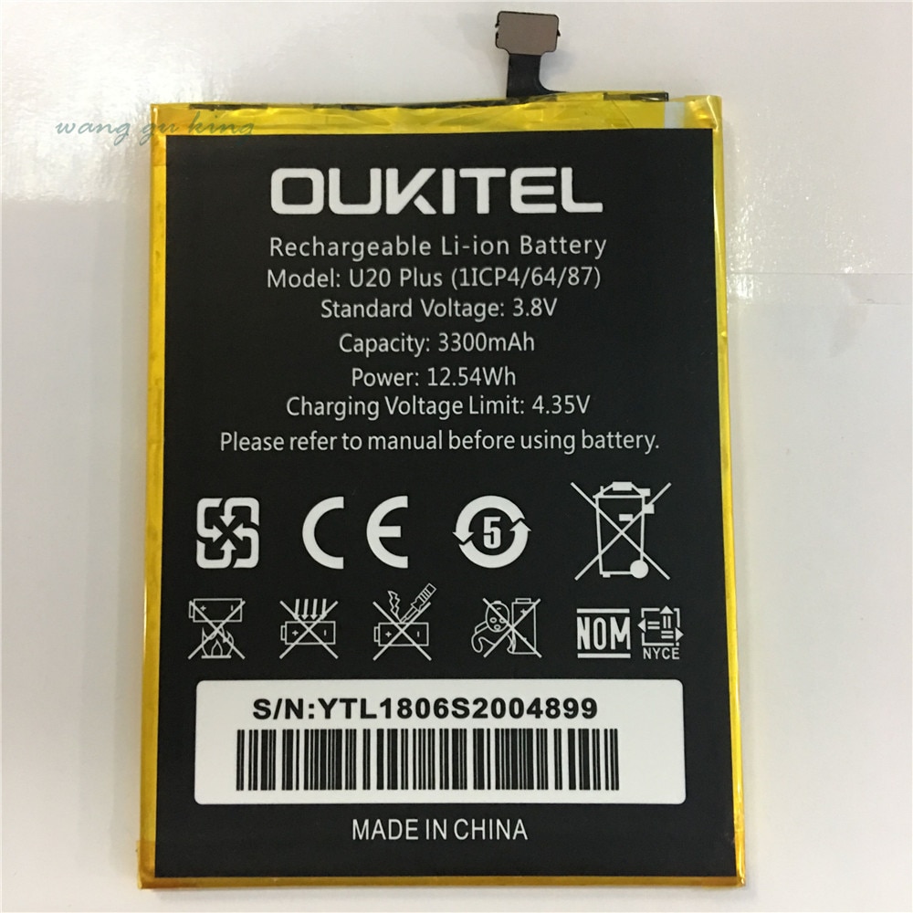 100% Originele Oukitel U20 Plus Batterij Vervanging Capaciteit 3300Mah Batterij Voor Oukitel U20 Plus