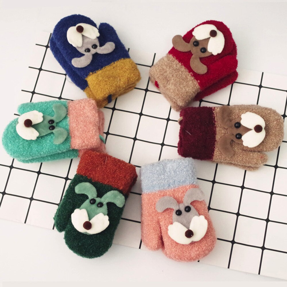 de noël enfant en bas âge bébé mignon épaissir couture filles chaudes garçons d'hiver sangles gants 27