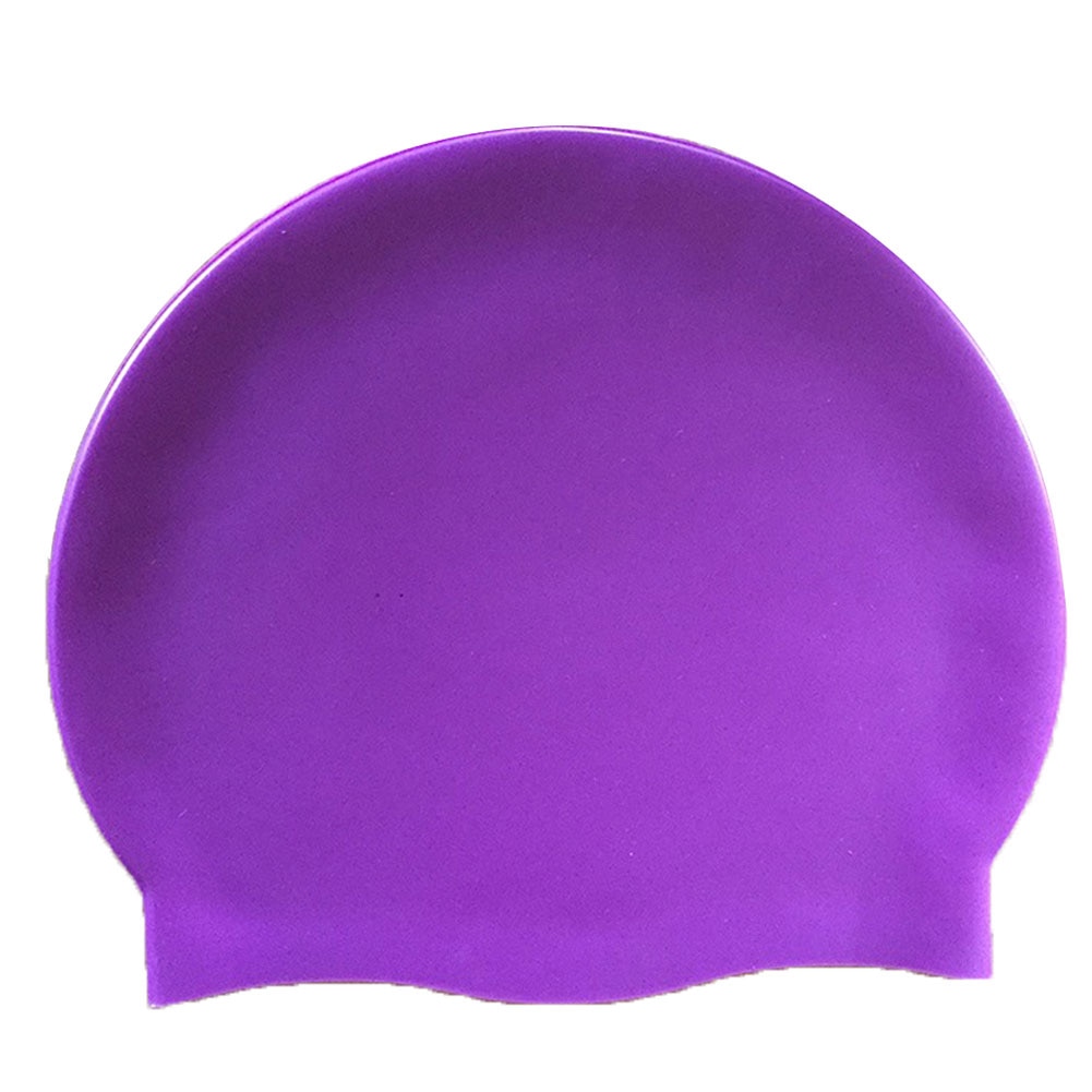 Silicone Waterproof Swimming Caps Protect Ears Long Hair Sports Swim Pool Hat Swimming Cap Adults Men Women Pure Color hat: Purple