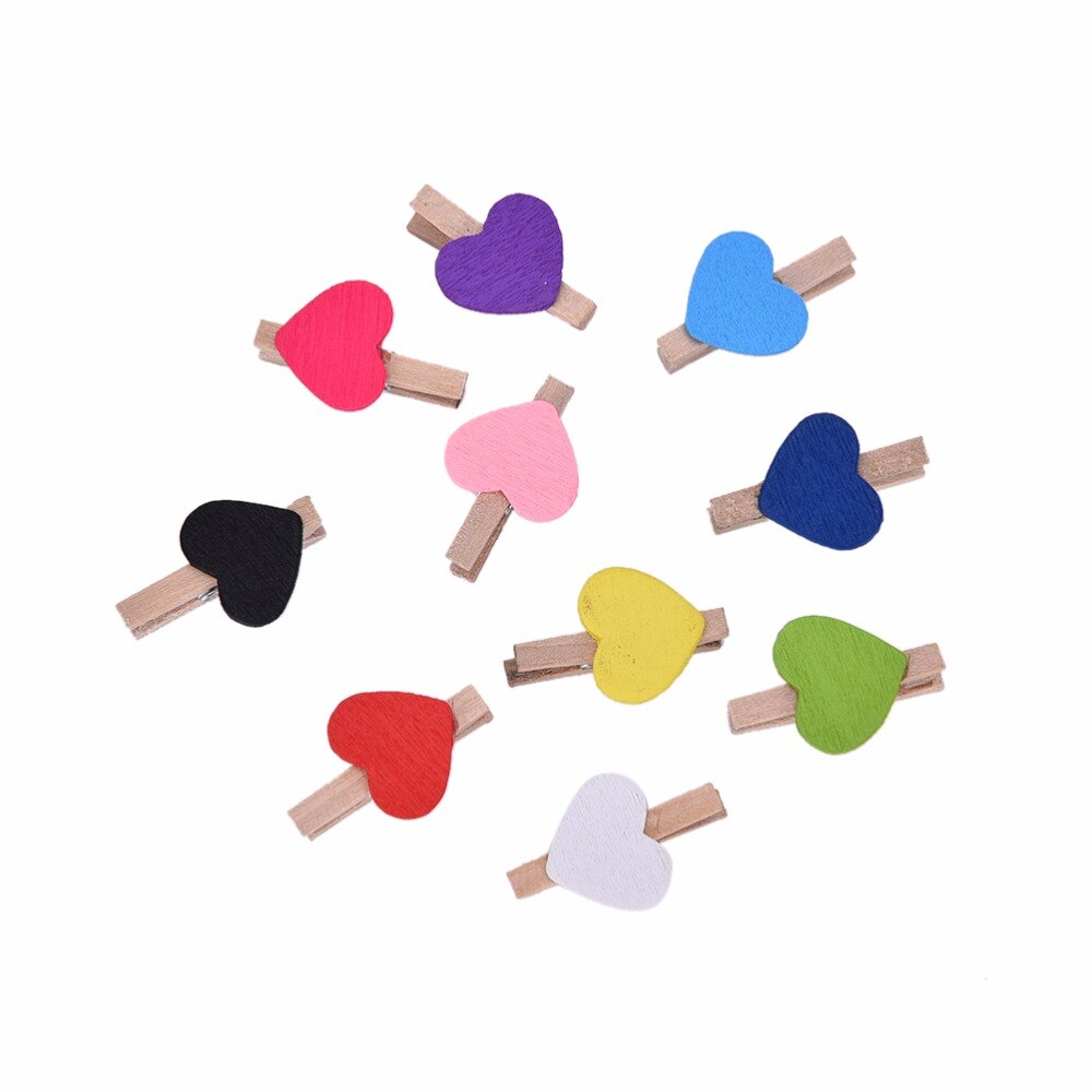 Mini hjerter tre memo clips multi farge søte hjerte knagger foto klipp jule bryllupsfest dekor 10 stk