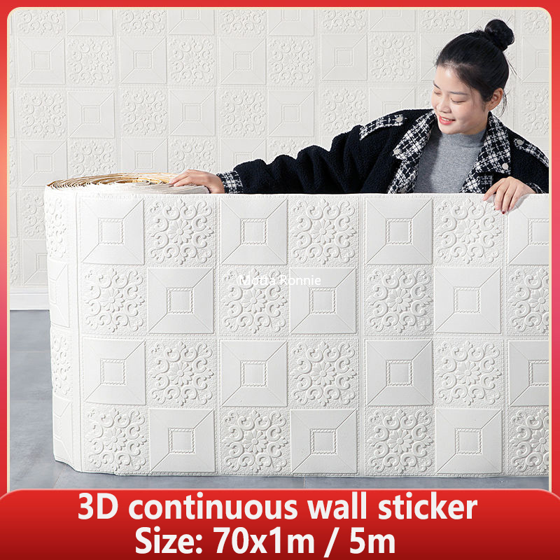 3D Wallpaper 70cm*1m Continuous Brick Pattern Sticker Waterproof Sticker Home Decoration 3D Self-Adhesive Wallpaper