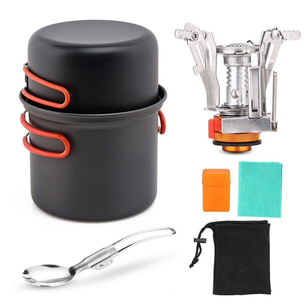 Camping Cookware Set 3000W Camping Stove Burner Cooking Pots Pans Tank Bracket For Outdoor Picnic Camping Hiking Backpacking: Type 2