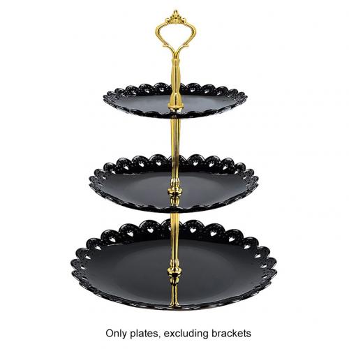 3 Tier Plastic Cake Stand Afternoon Tea Wedding Plates Party Tableware Bakeware Cake Shop Three Layer Cake Rack: black