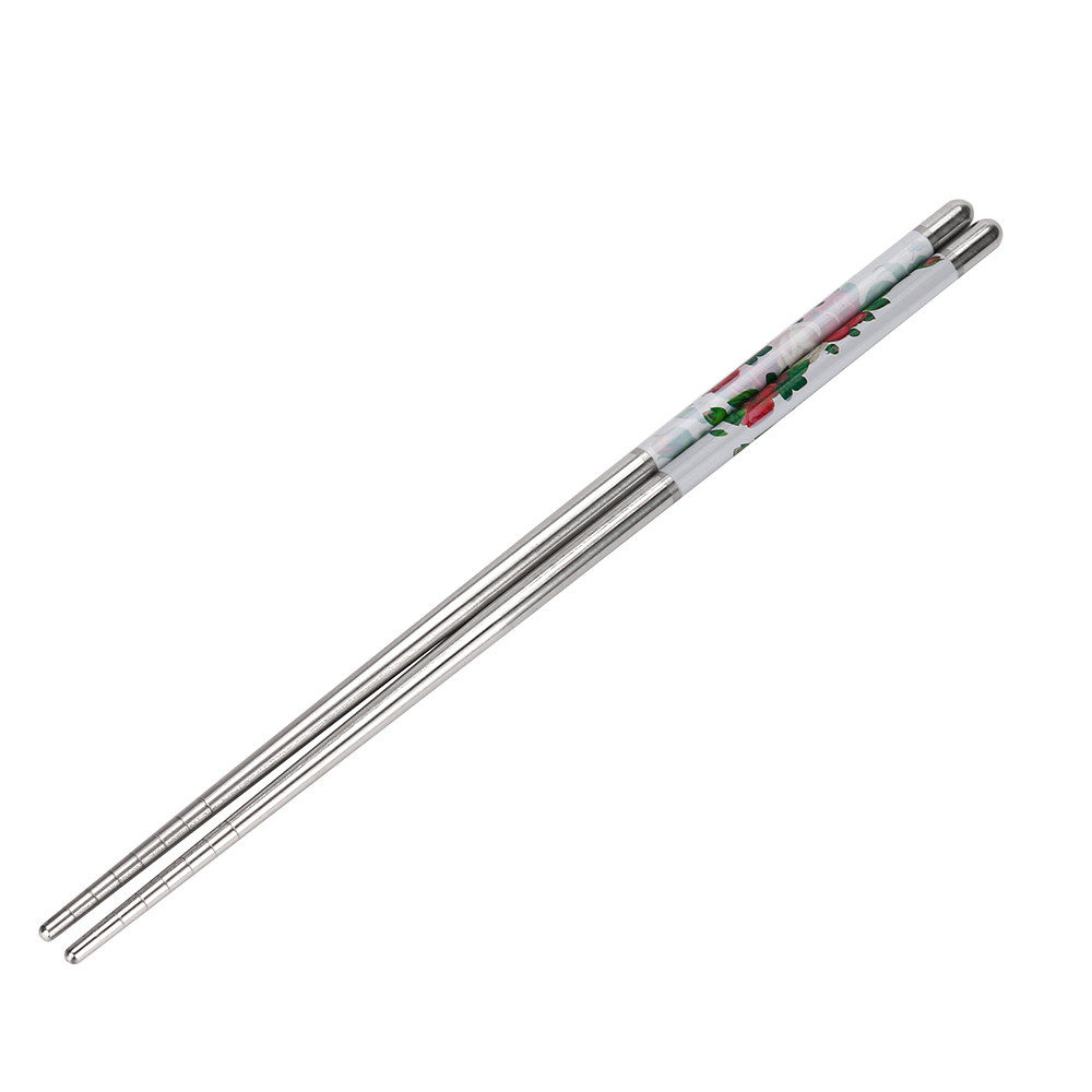 TENSKE 1 Pairs Kitchen chopsticks White Vine Pattern Stainless Steel Chopsticks Metal Chopsticks 5 Style A30730