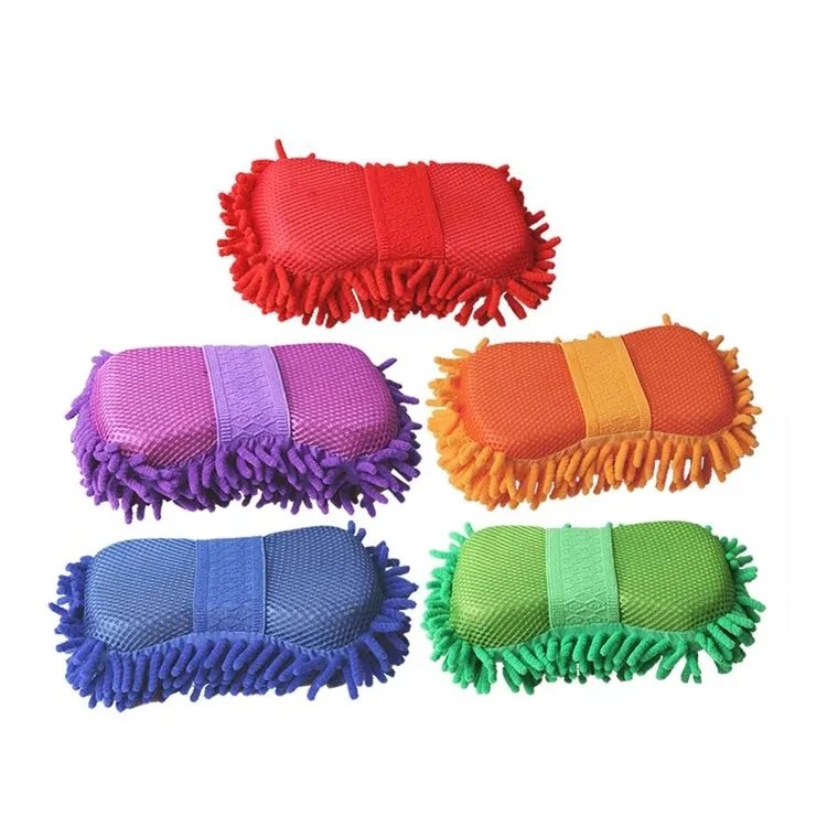 Esponjas de microfibra para lavado de coches y motocicletas, manopla de lavado de polvo de chenilla, guantes de limpieza para motocicleta, herramientas de esponja para lavado de coches y Motor, 2 uds.
