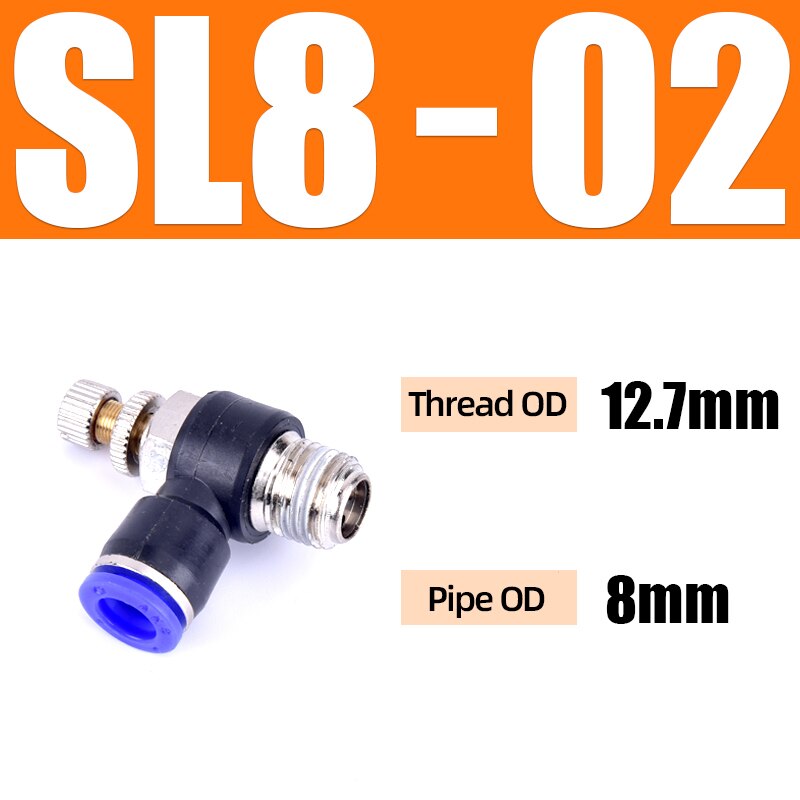 Sl 4 6 8 10 12mm hurtigkobling pneumatisk kobling  m5 " 1/8 " 1/4 " 3/8 " 1/2 lufthastighetsreguleringsventil strupeventil: Sl8-02